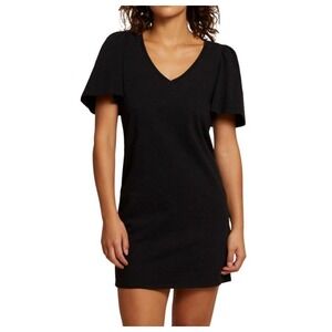 Nation LTD Mallory Black Puffed Sleeve V Neck T Shirt‎ Dress Size S Made in Peru